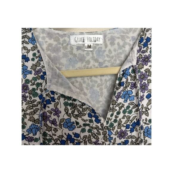 Grace Holiday Floral Tunic Mini Dress Sz. M - Picture 3 of 6